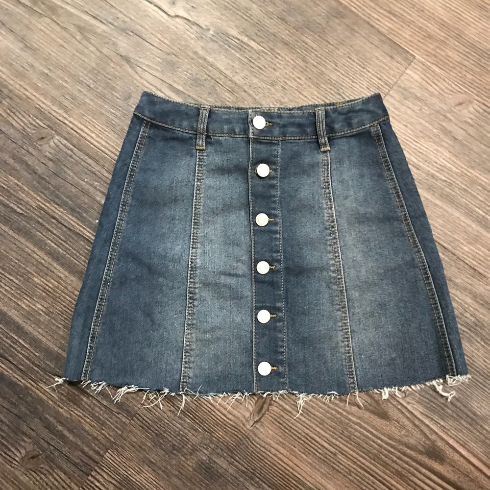 High-Waisted Button-Up Jean Skirt